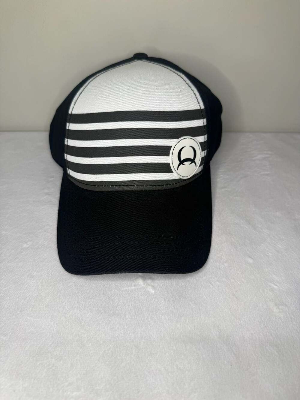 Cinch Men's Black and White Striped Trucker Cap with Logo Patch